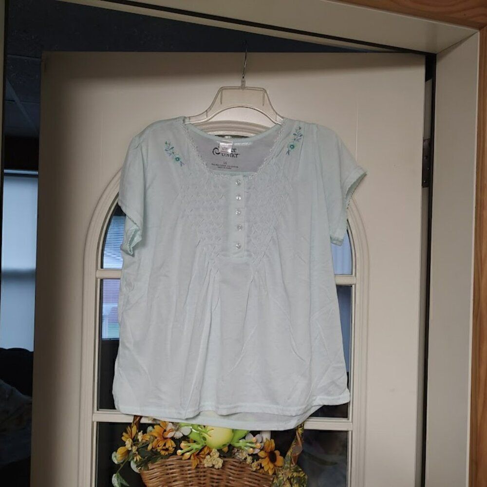 Cozee Corner Mint Green Capri Pajama Set Size Women's L Worn 1 Time